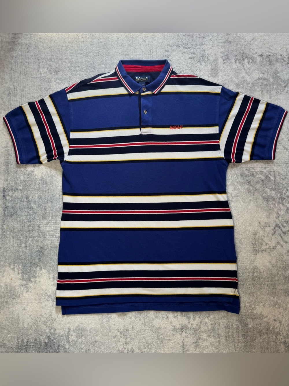 90s Blue Striped Polo Shirt